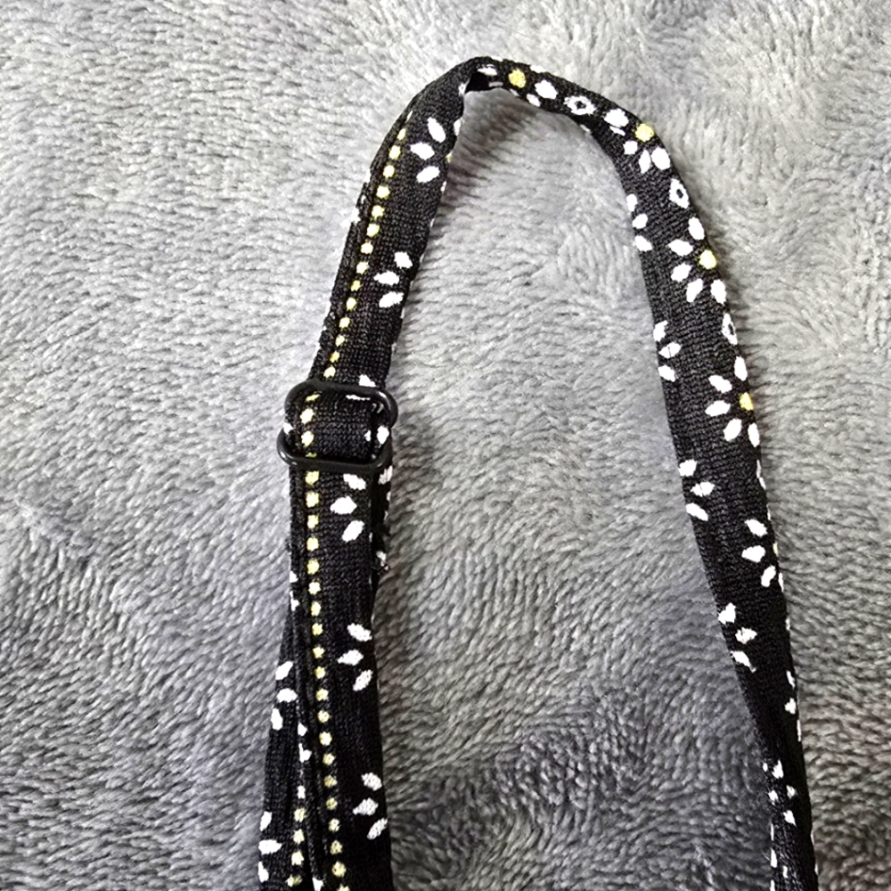 2/$30 Black Floral Jumpsuit Crochet Detail Side Leg Slits Women Sz L (11-13) - Picture 15 of 16